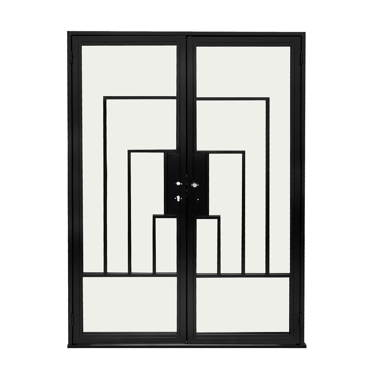 Cuivre Modern Double Steel Door With Copper Handle, 60x80"