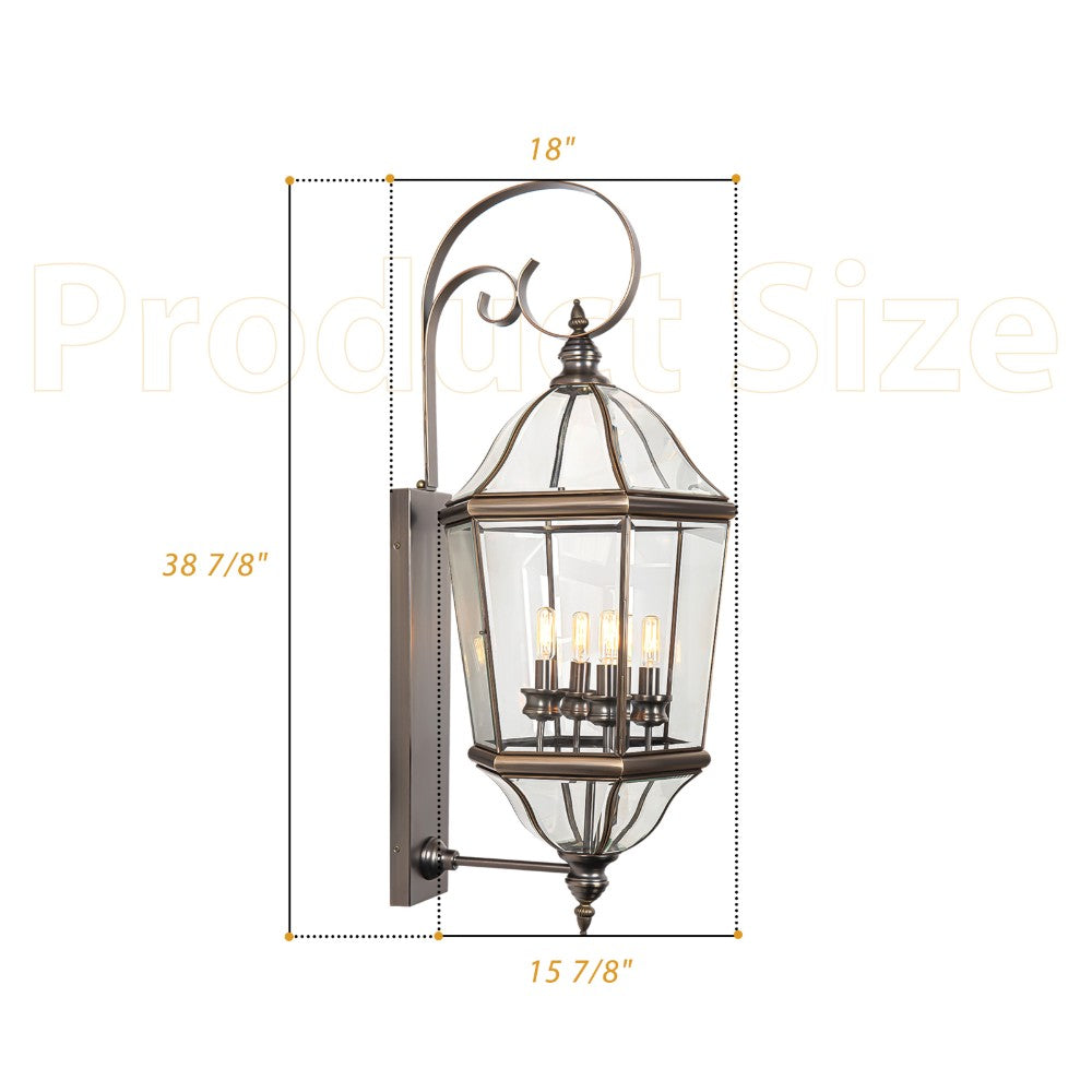 Bromley Copper Finish Outdoor Light Fixture (36")