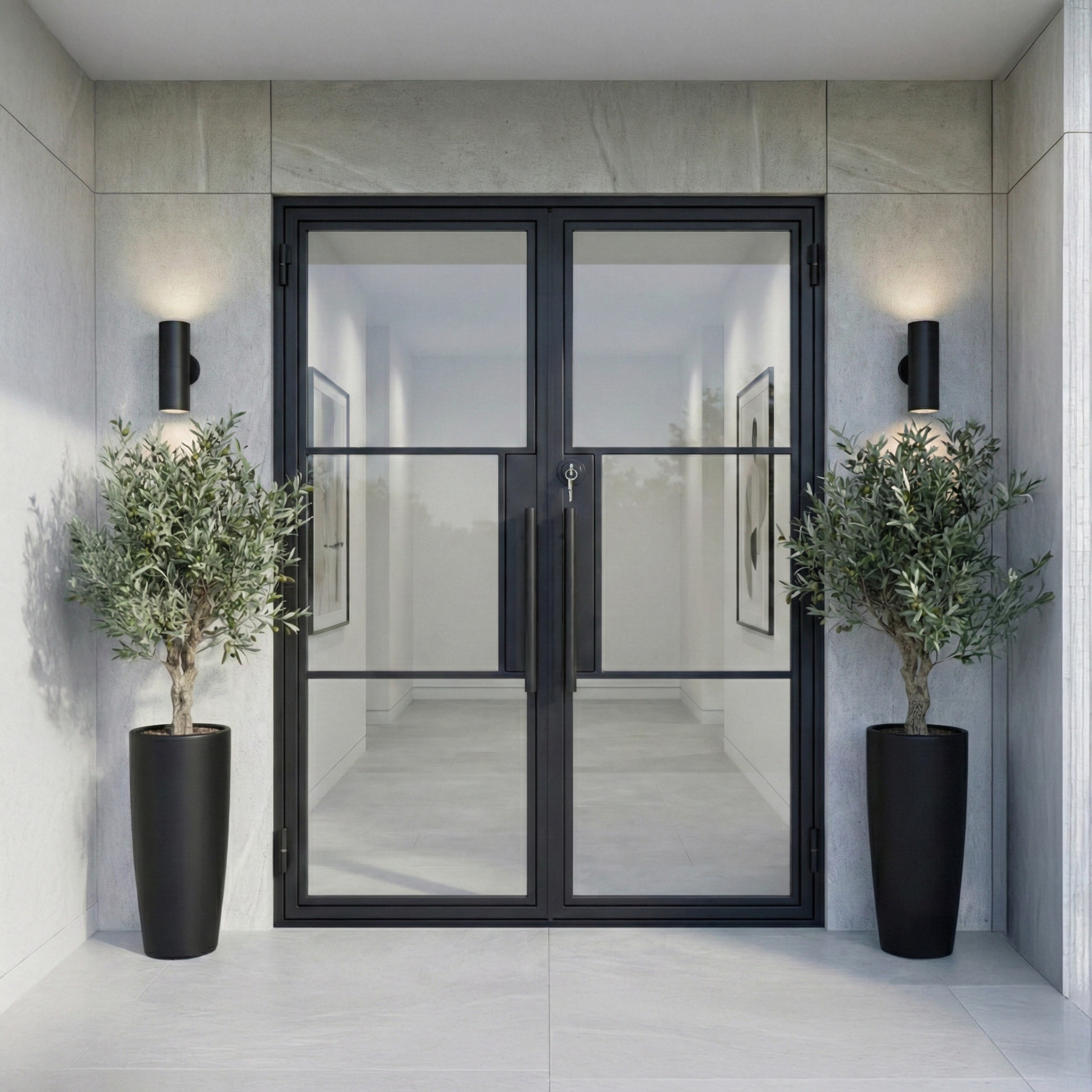 Image of 3 Lite Double Steel French Door