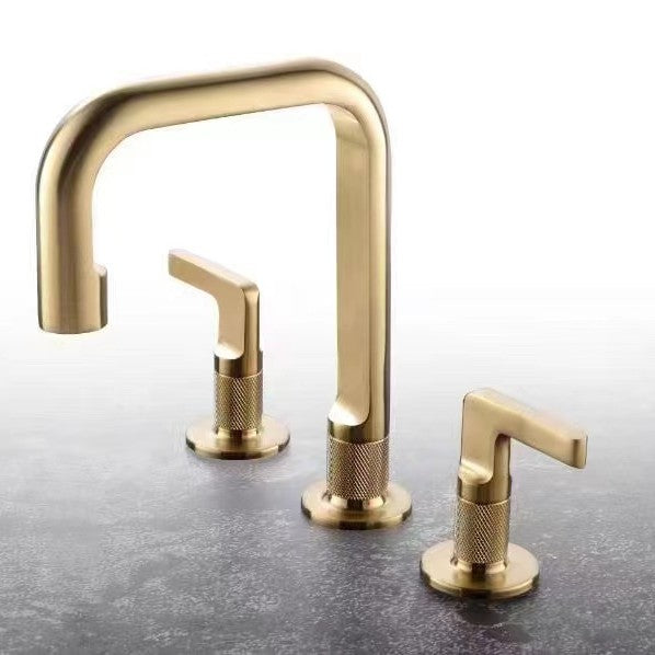 Dilluso Adia Bathroom Lavatory 3-hole Widespread Sink Brass Faucet