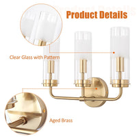 Cagliari Vanity Light – Sophisticated Brass Finish with Clear Glass Shades