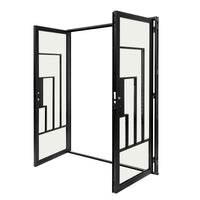 Image of Cuivre Modern Double Steel Door With Copper Handle, 60x80"