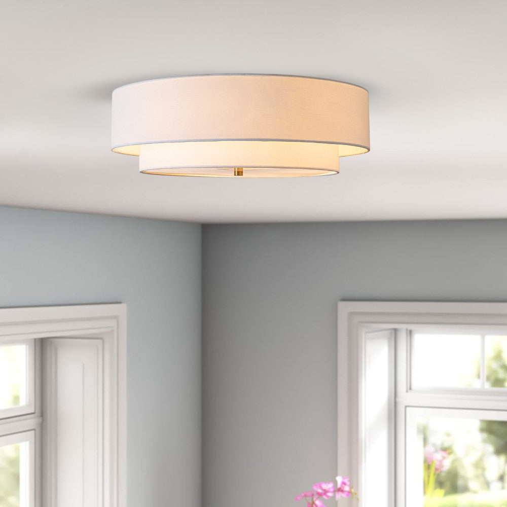 World Dome Wide Semi-Flush Drum Ceiling Fixture (22")