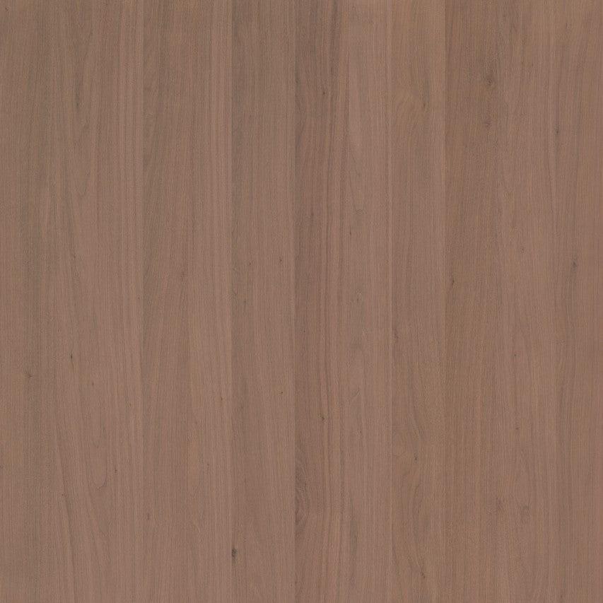 Natural veneered, black walnut with brown cathedral grain