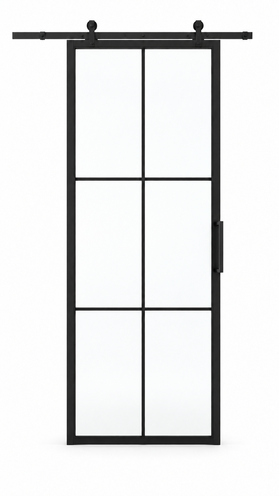 USABD 6 Lite single interior steel barn door with included rectangular pull — studio