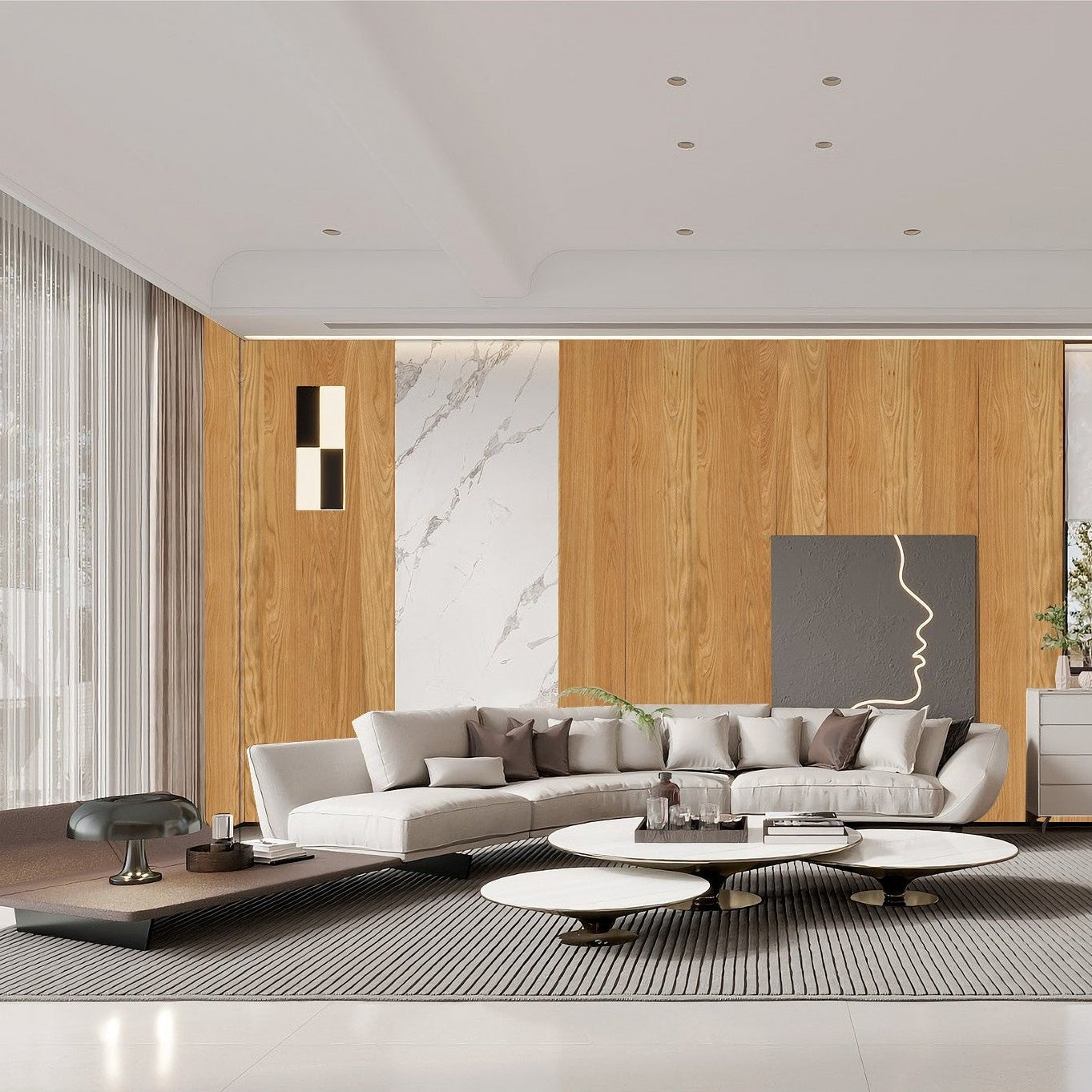 Natural Veneered Wall Panel White Oak with Cathedral Grain