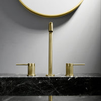 Image about Dilusso Beasley 1.2 GPM Widespread Bathroom Faucet, Polished Nickel