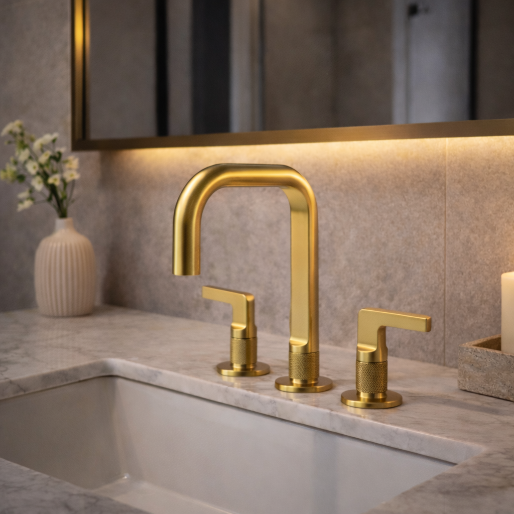 Dilluso Adia Bathroom Lavatory 3-hole Widespread Sink Brass Faucet