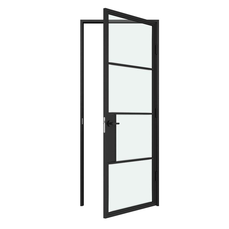 4 Lite modern single steel door, 36x80"