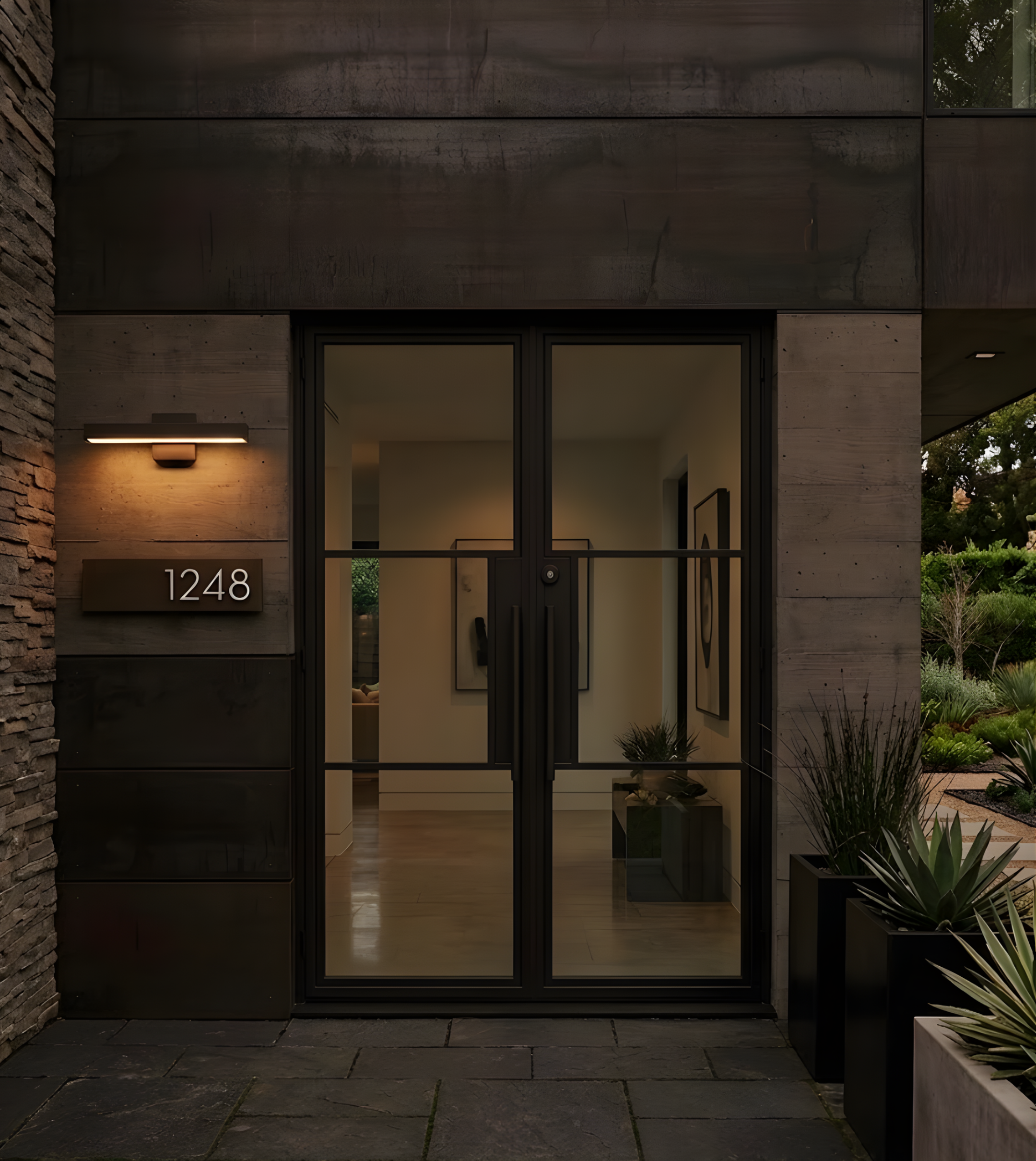 3 Lite Double Steel Door, 72x80"