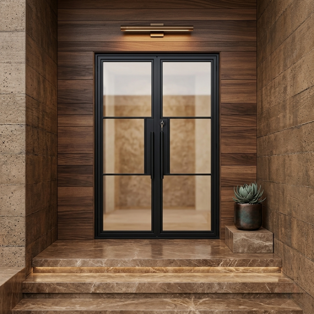 3 Lite Double Steel Door, 72x80"