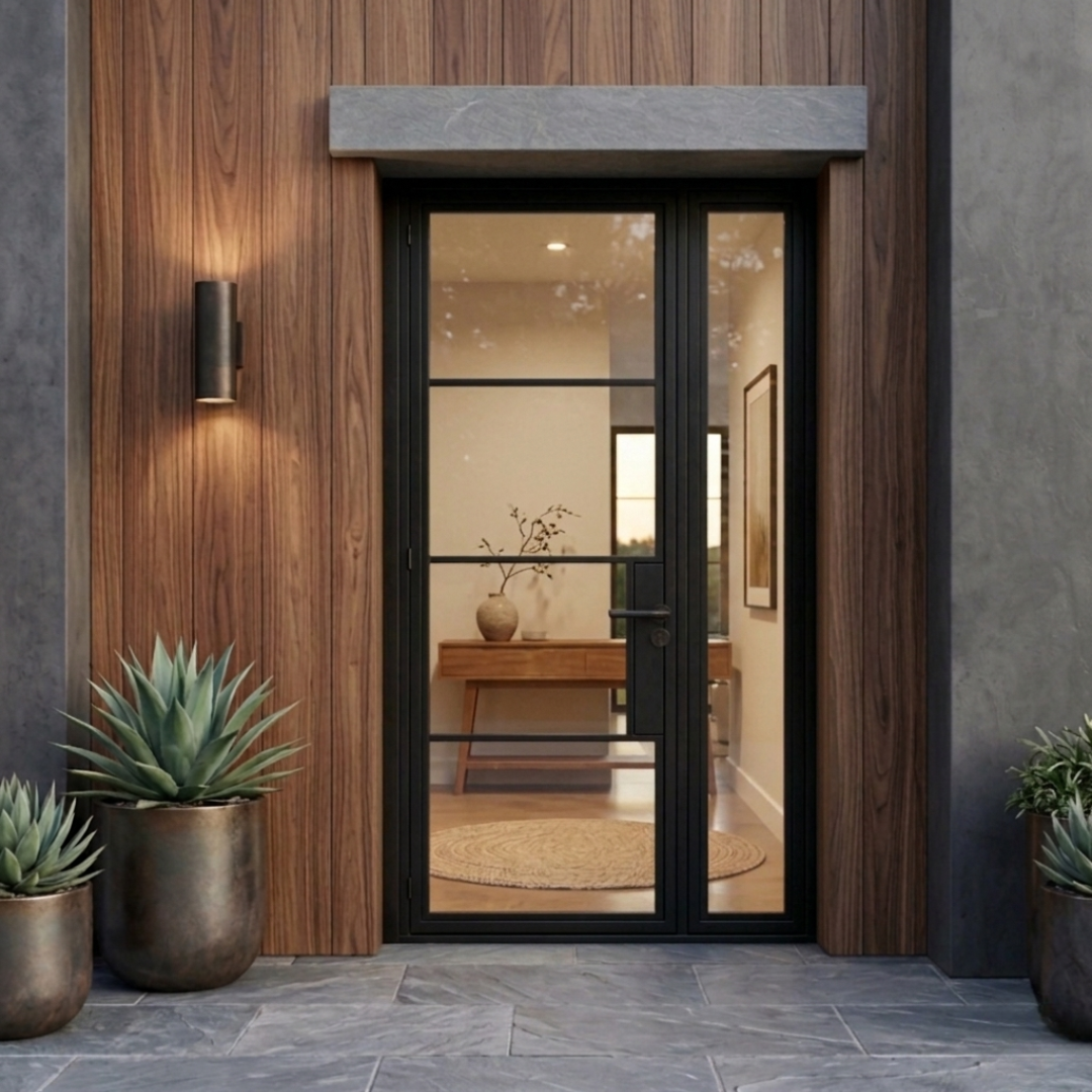 4 Lite Modern Single Steel Door, 36x80"