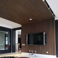 Top Exterior Fluted Slat Wall Panel in Brown Walnut