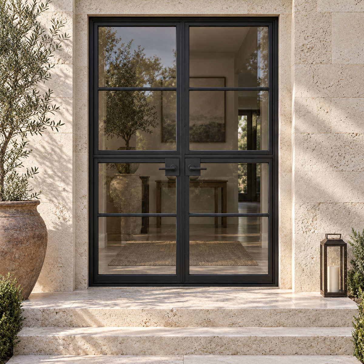 4 Lite Double Dutch Steel Door — villa AI-generated design visualization