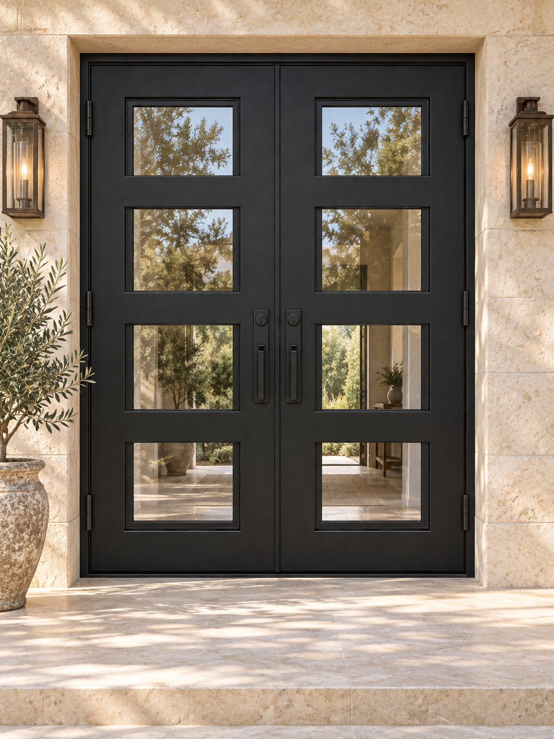 Framed 4 Lite Double Steel Door — villa design visualization