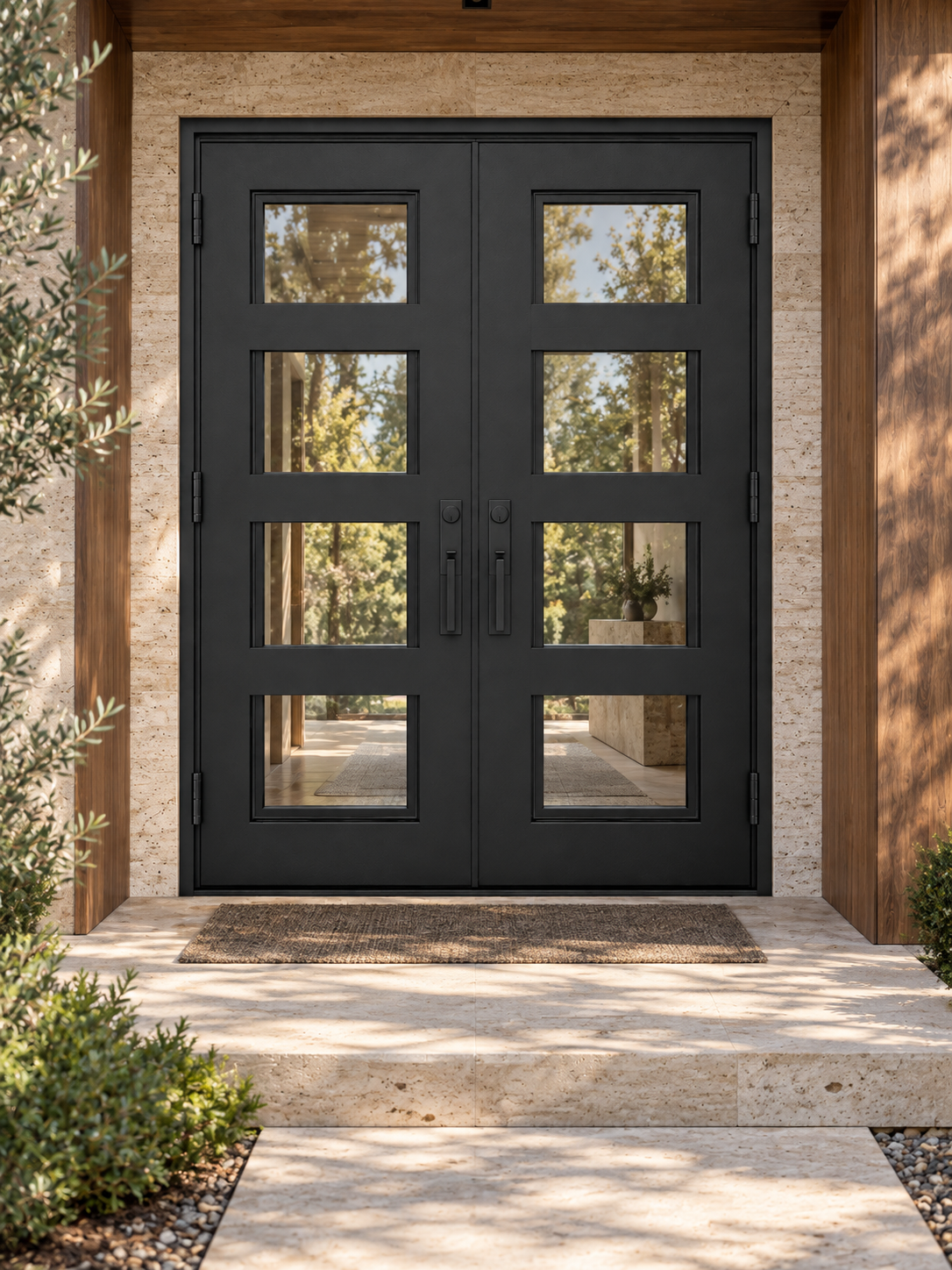 Framed 4 Lite Double Steel Door — woodland design visualization