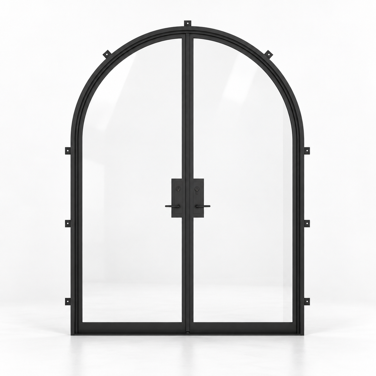 Full Lite Arched Double Hinged Steel Door — studio product visualization