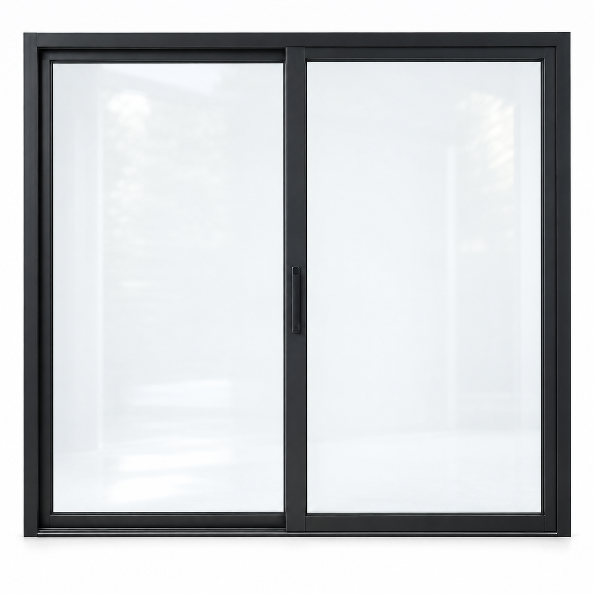 Full lite two-panel steel lift-and-slide door — studio AI design visualization