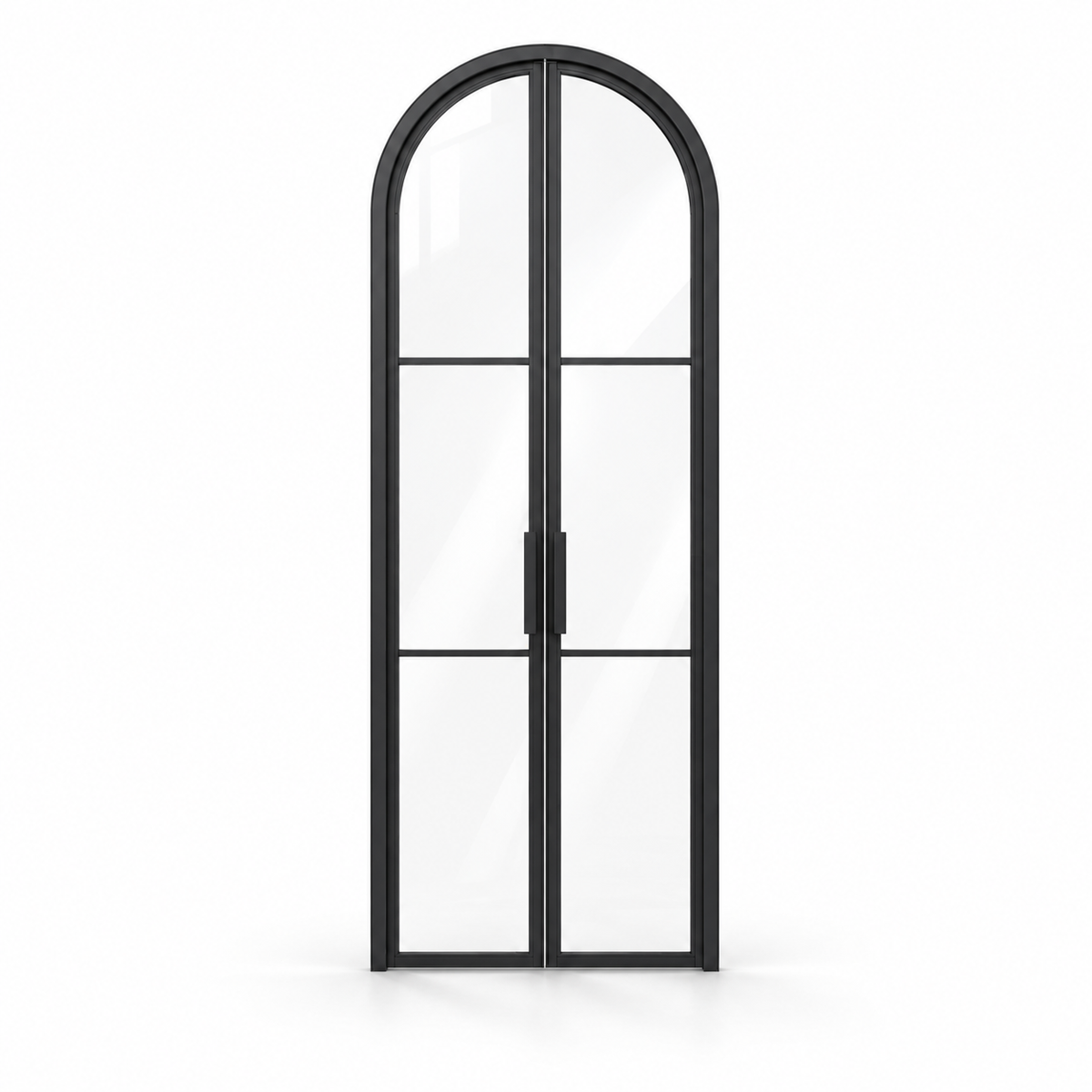 3-Lite Full-Arch Double Steel Pantry Door on a white background — product visualization