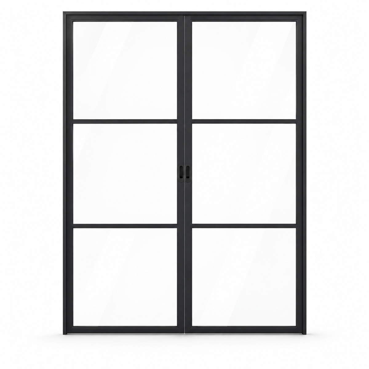 3-Lite Double Steel Pocket Pantry Door on a white background — product visualization