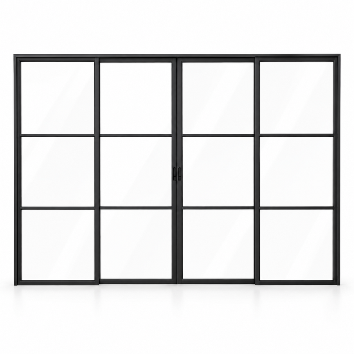 3-Lite Interior Steel Sliding Pantry Door on a white background — product visualization