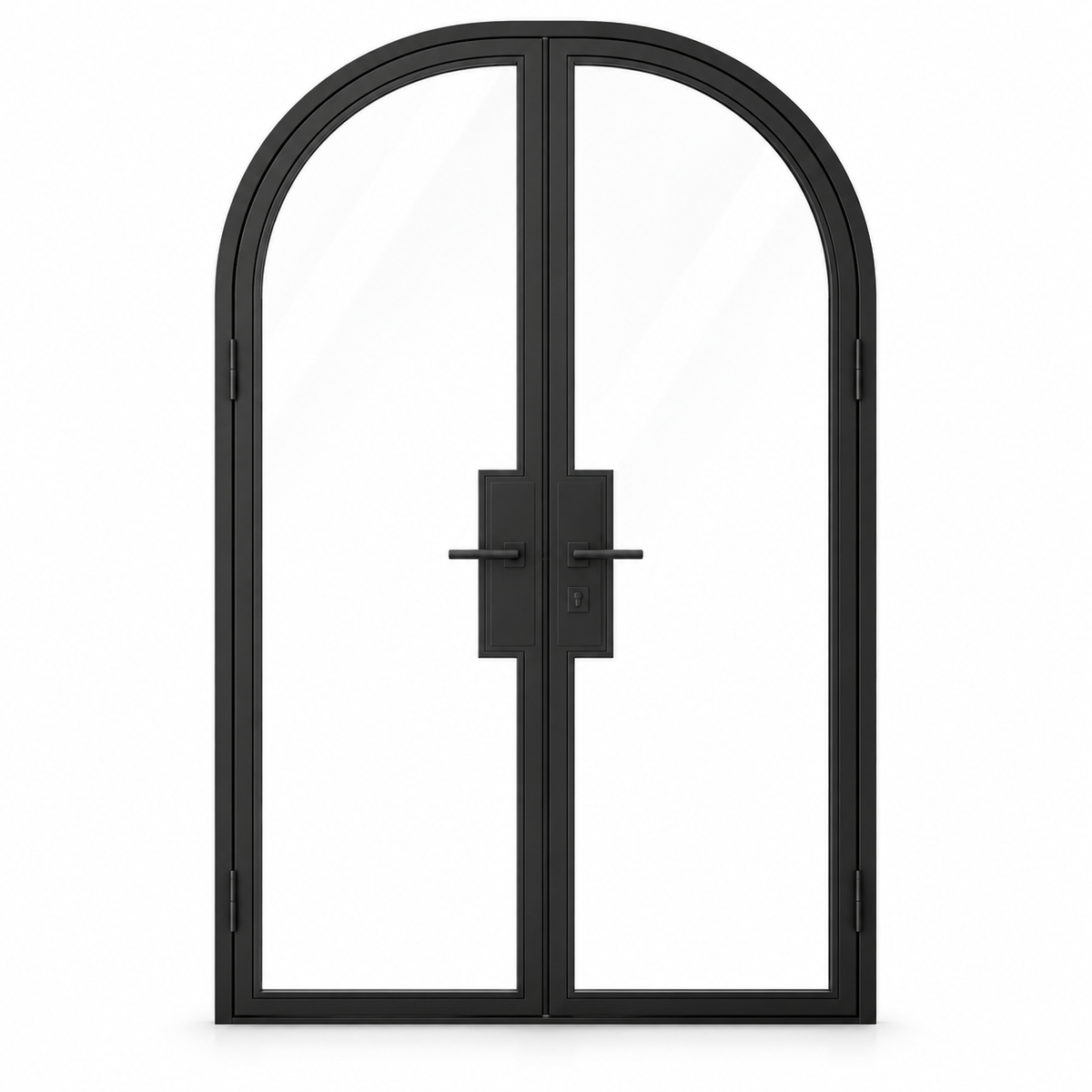 Full Lite Steel Pantry Round Top French Double Door on a white background — product visualization