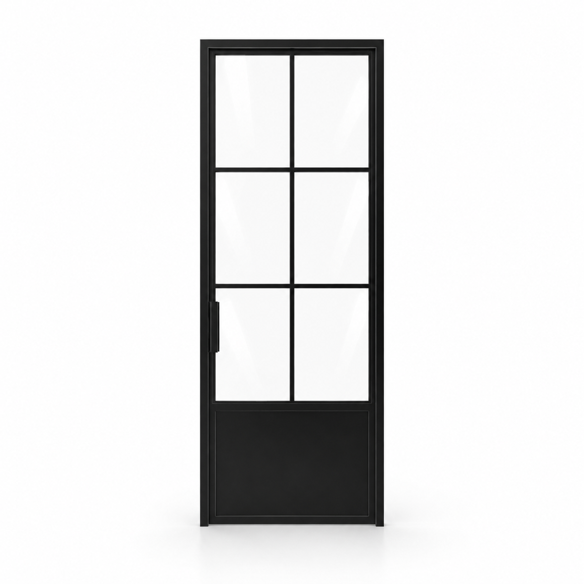 6-Lite Single Steel Pantry Door with Kickplate on a white background — product visualization