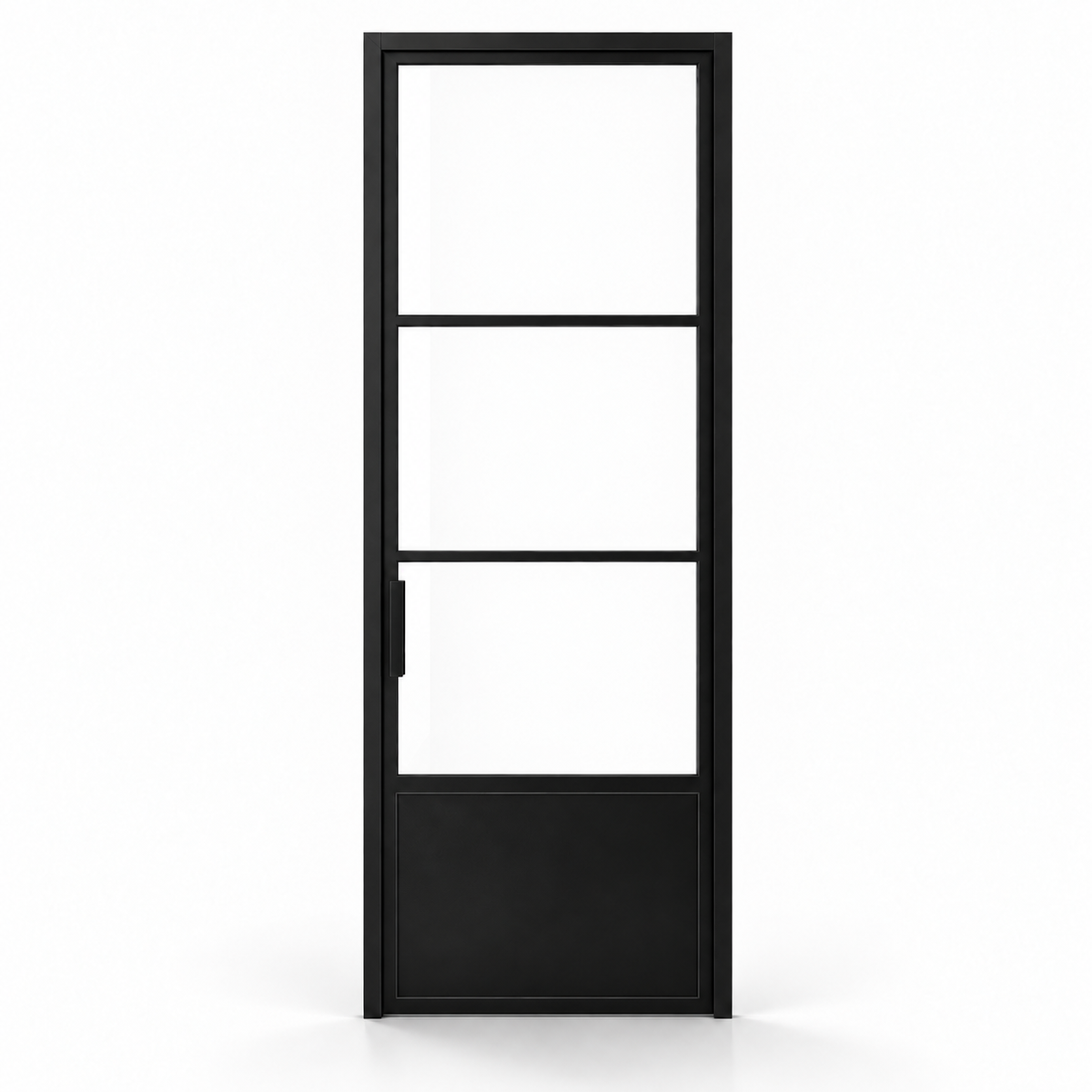 3-Lite Single Steel Pantry Door with Kickplate on a white background — product visualization