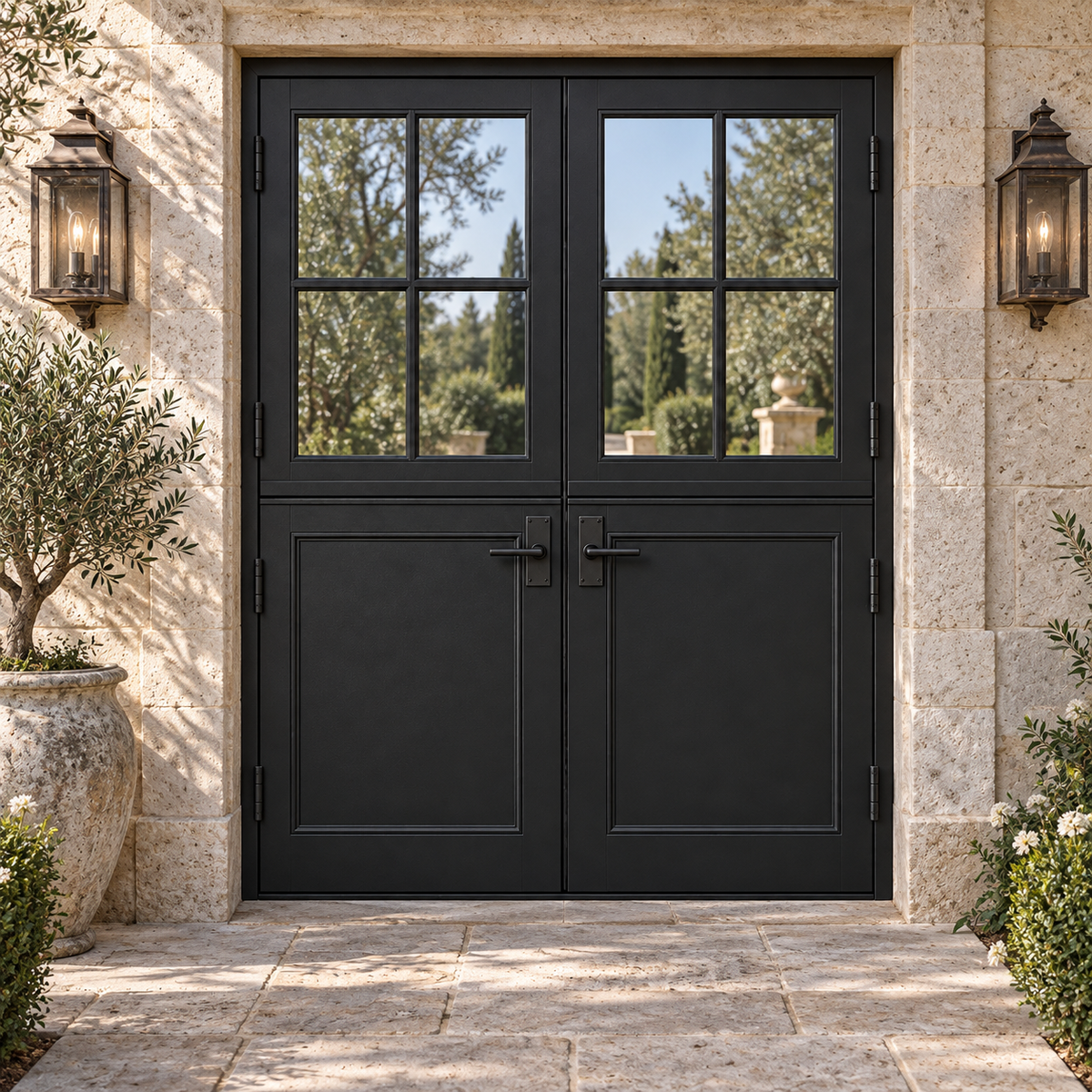 Paneled 4 Lite Double Dutch Steel Door — estate AI-generated design visualization