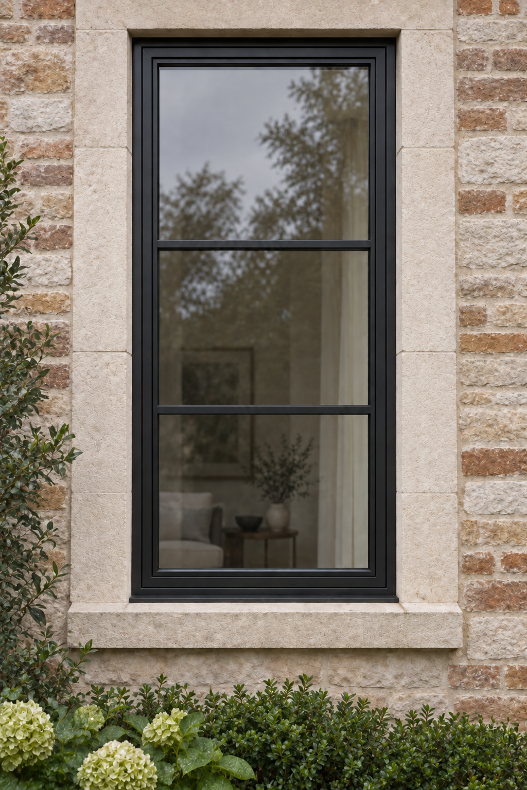 3 Lite Push-Out Steel Window — exterior lifestyle visualization