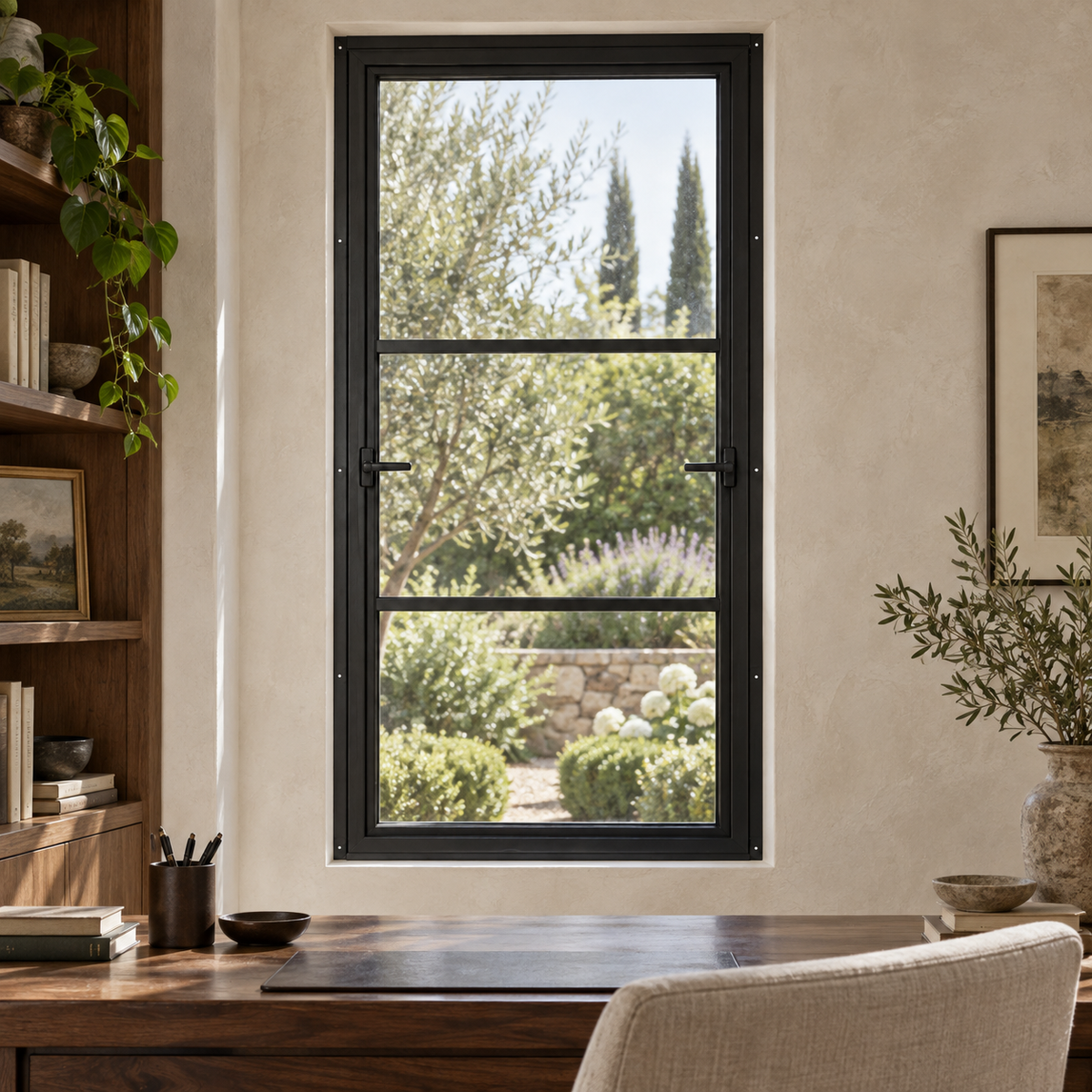 3 Lite Push-Out Steel Window — study lifestyle visualization