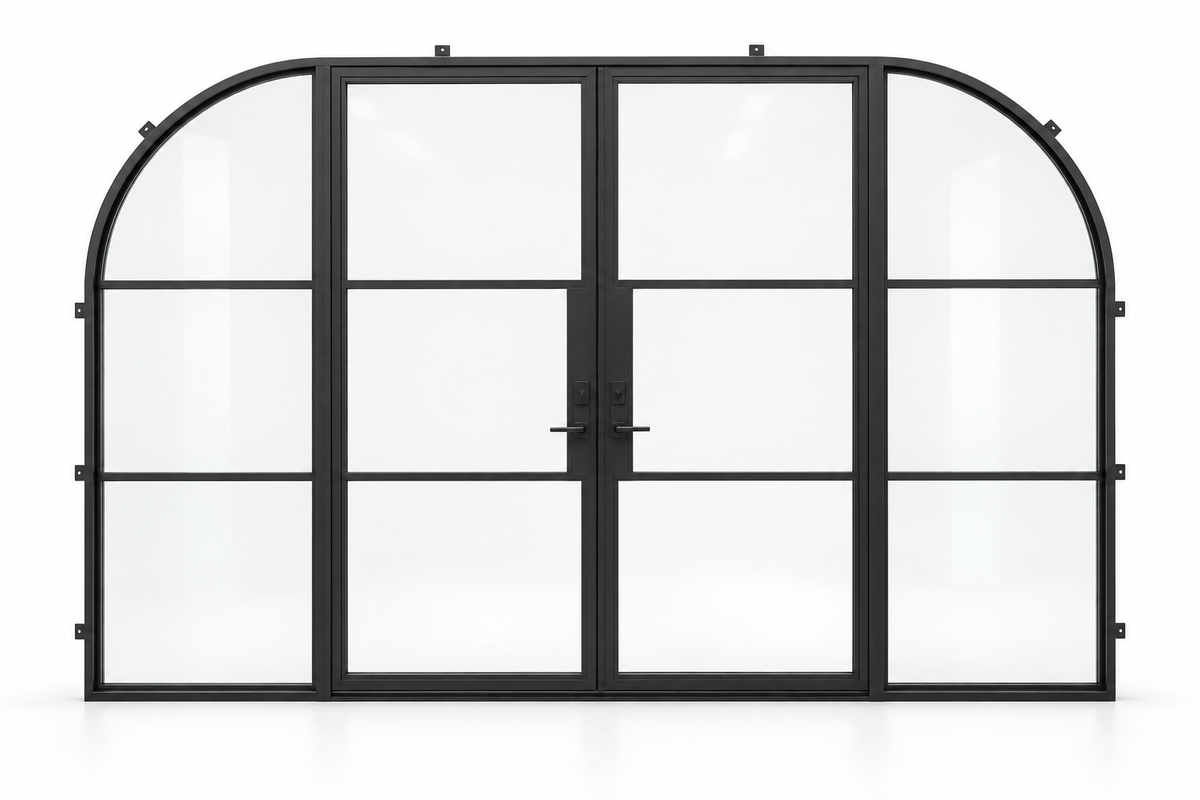Radius 3 Lite Double Steel Door with Sidelights — studio product visualization
