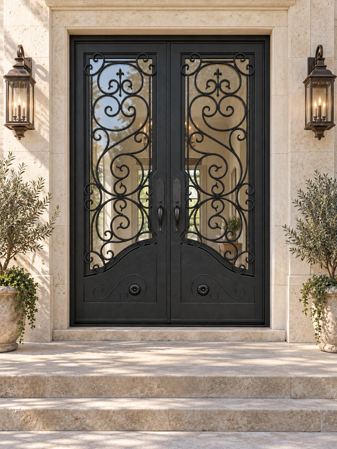 Regal Scroll Double Steel Door — estate design visualization