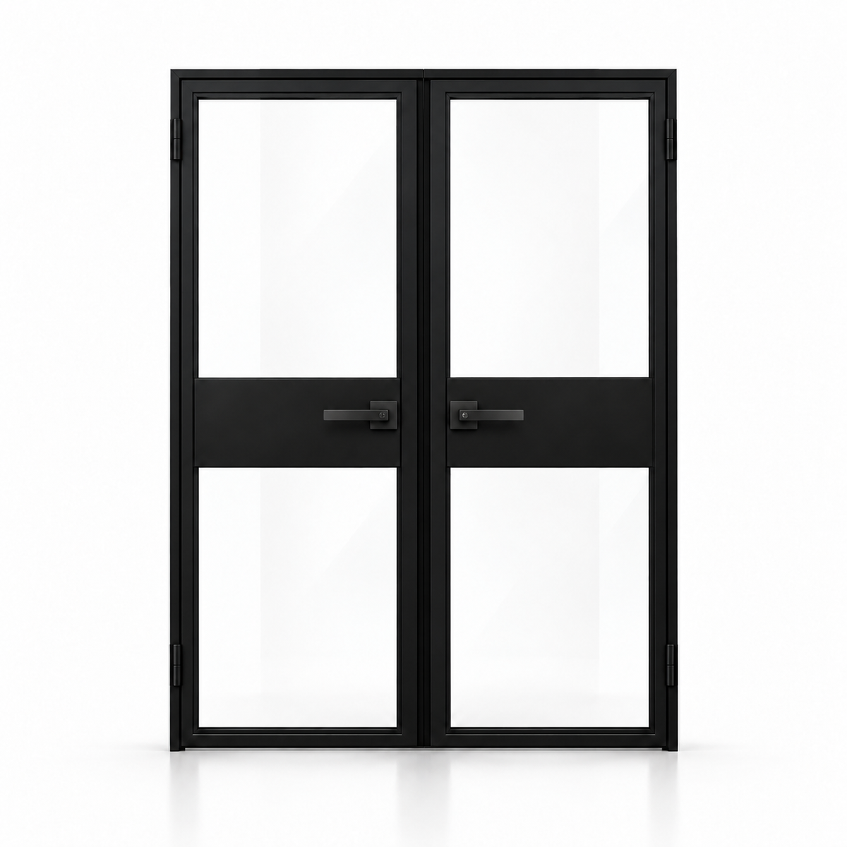 USABD 2 Lite Interior Steel Double Door with included matte-black lever hardware — studio