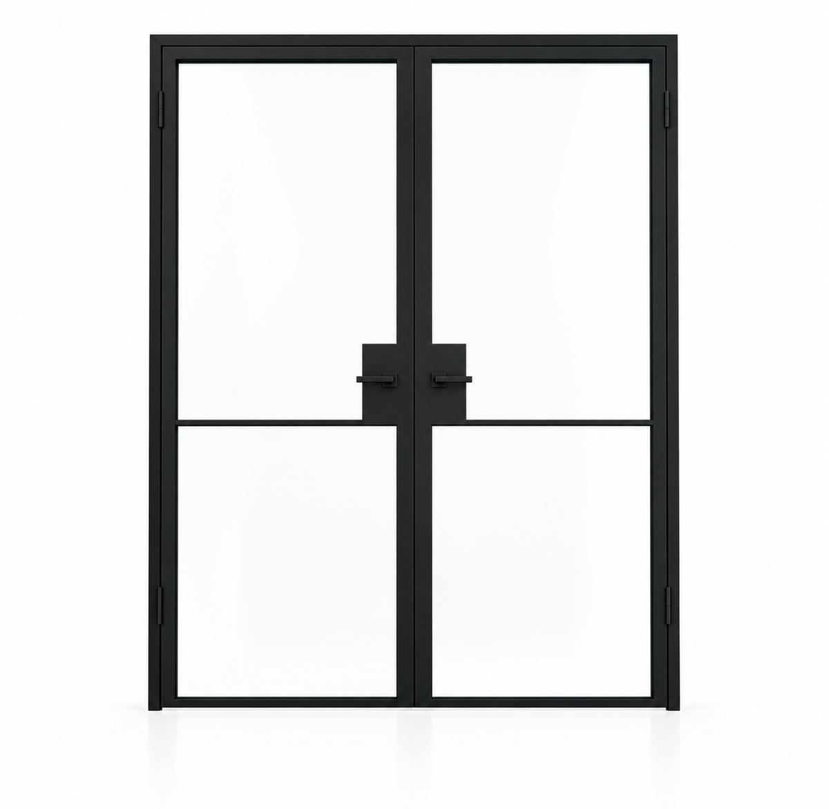 USABD 2 Lite Interior Steel French Double Door with included black lever hardware — studio