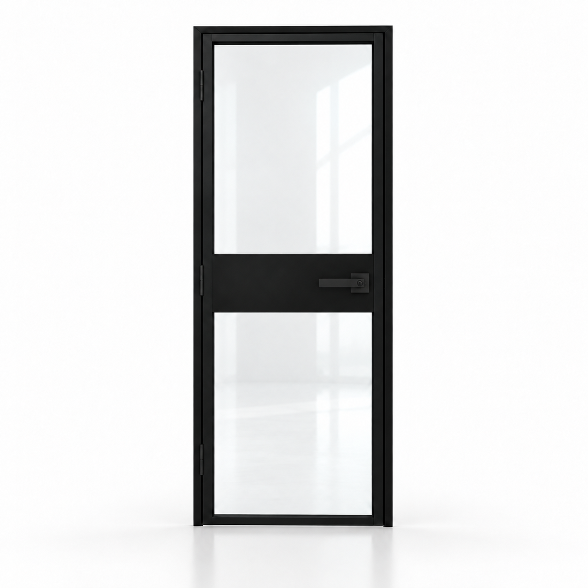 USABD 2 Lite Interior Steel Door with Midrail — studio view with included lever lockset