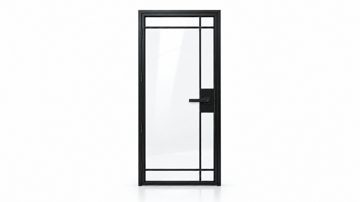 7 Lite Edgeline single interior steel door with included keyed lever – studio