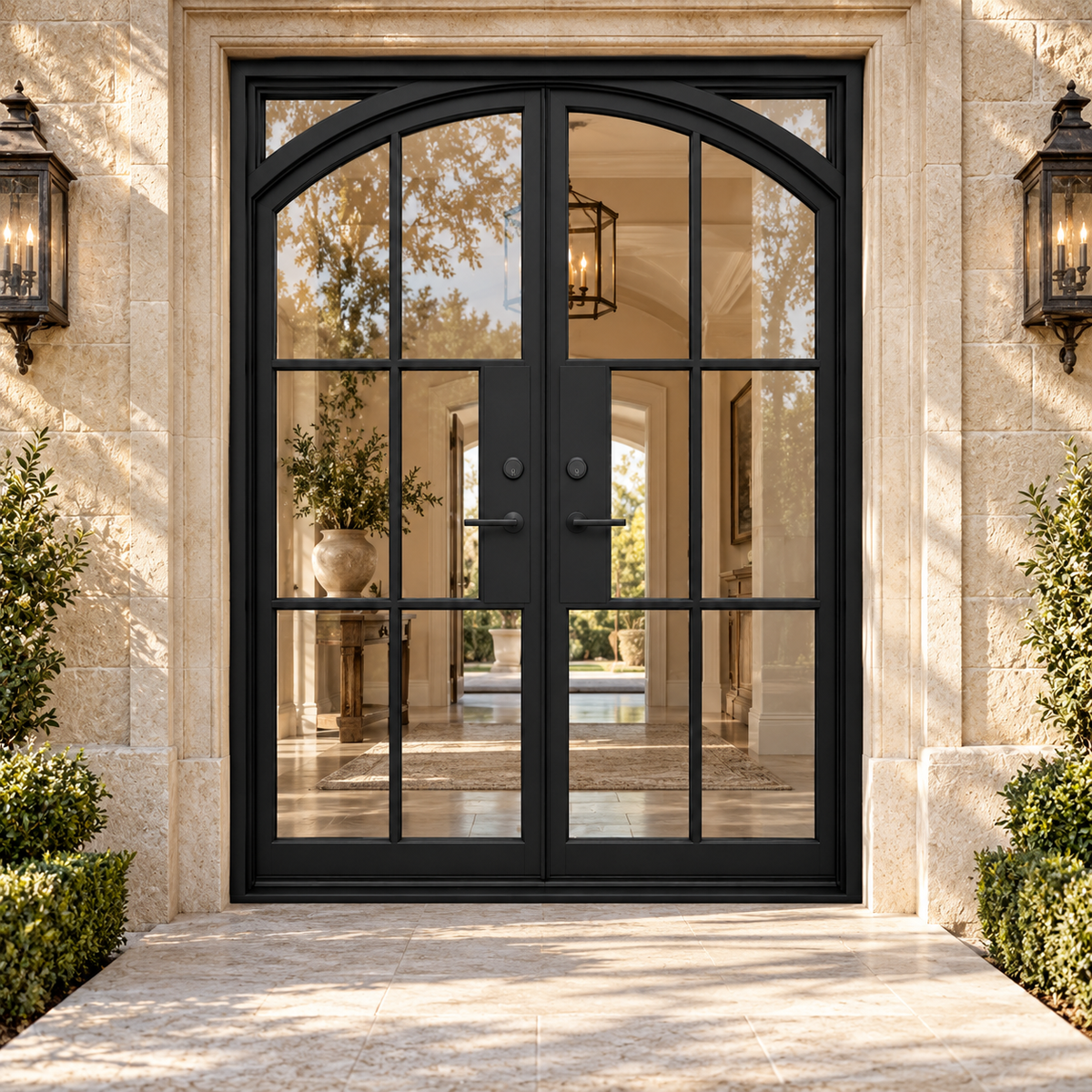 Bellmont Six Glass Double in a luxury residential setting — design visualization; hardware and finish are illustrative