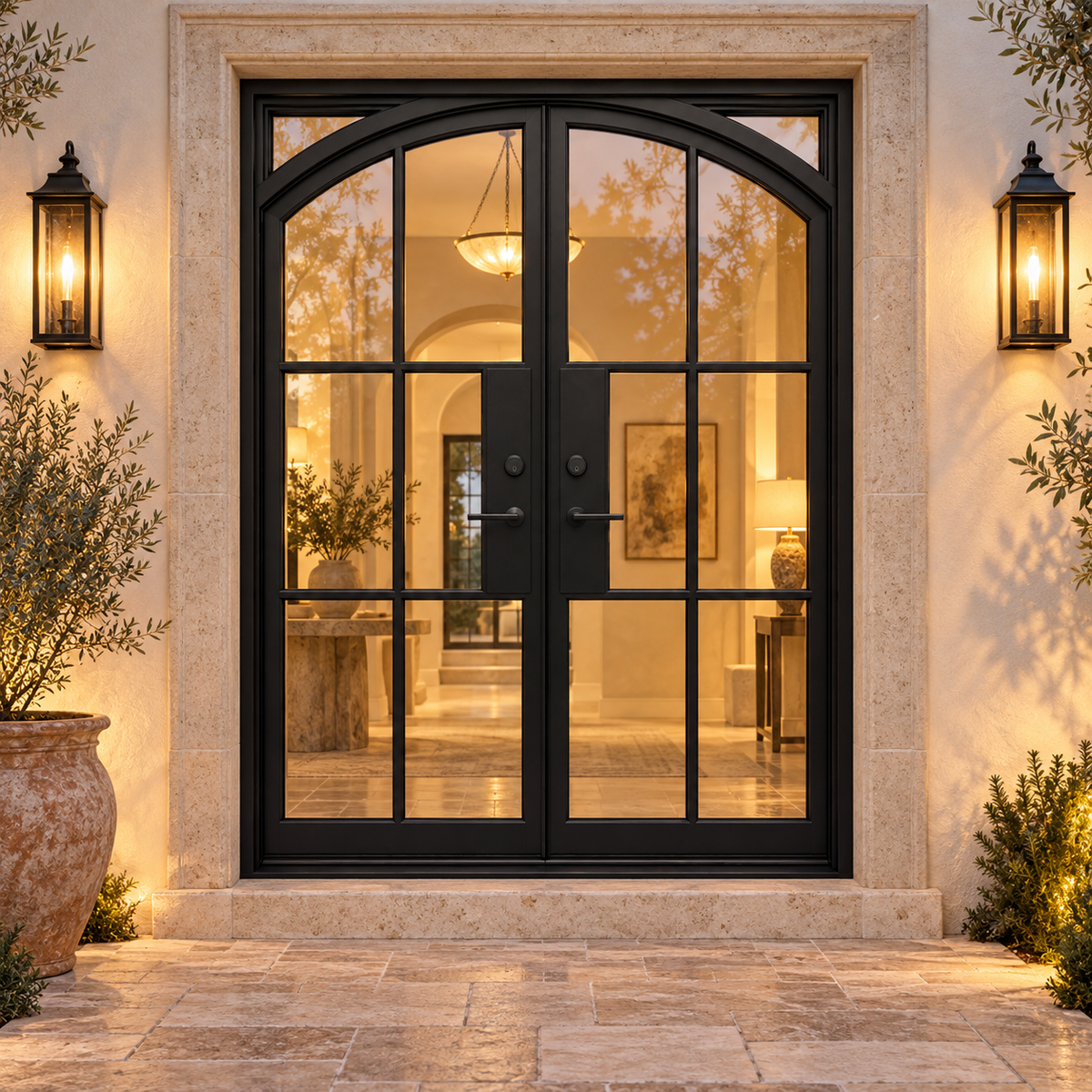 Bellmont Six Glass Double in a luxury residential setting — design visualization; hardware and finish are illustrative
