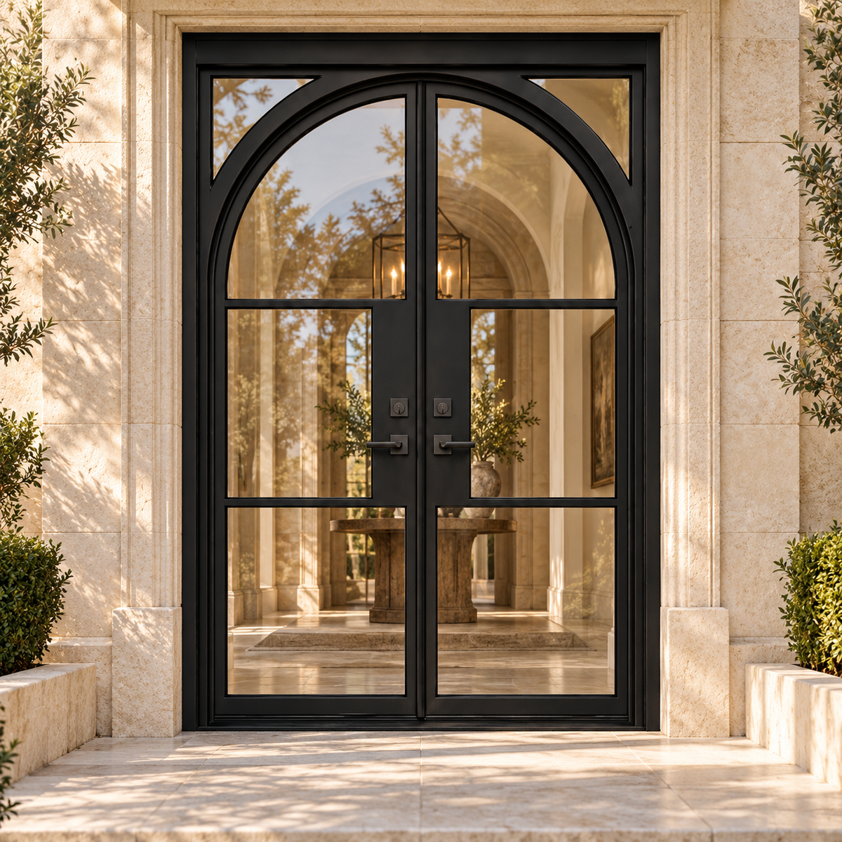 Bellmont Three Glass Double in a luxury residential setting — design visualization; hardware and finish are illustrative