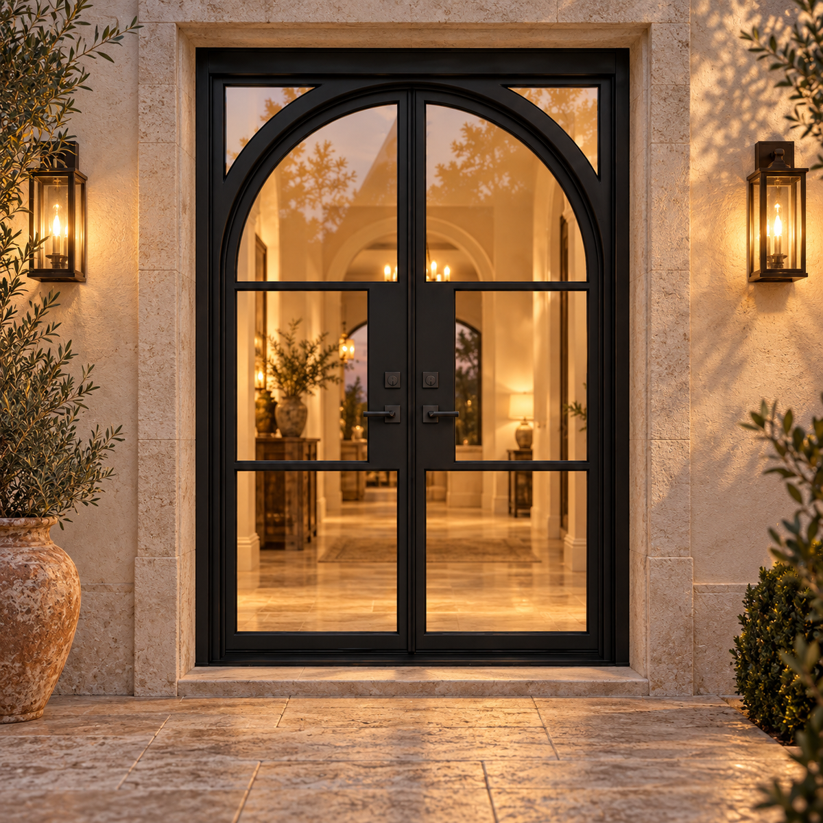 Bellmont Three Glass Double in a luxury residential setting — design visualization; hardware and finish are illustrative