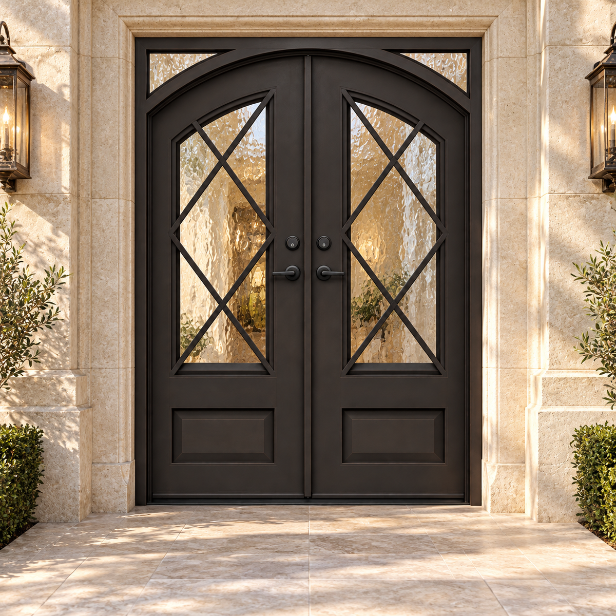 Lindencrest Cross Panel Double in a luxury residential setting — design visualization; hardware and finish are illustrative