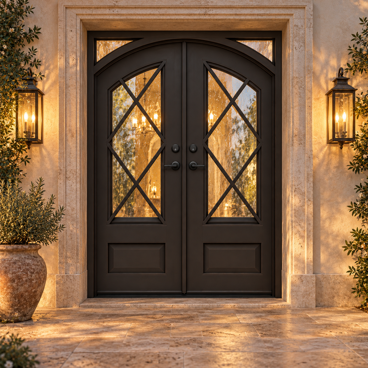 Lindencrest Cross Panel Double in a luxury residential setting — design visualization; hardware and finish are illustrative