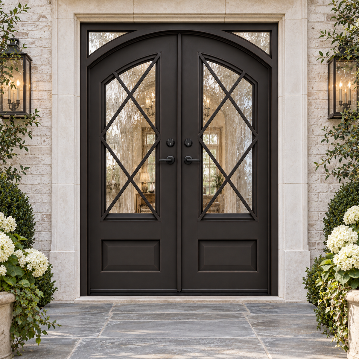 Lindencrest Cross Panel Double in a luxury residential setting — design visualization; hardware and finish are illustrative