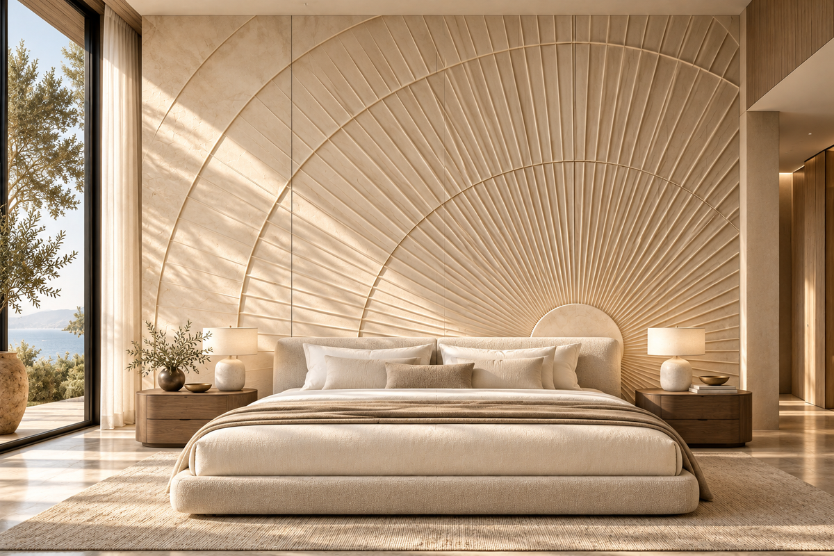 Aurelia Custom Architectural Wall Panels — bedroom headboard wall design concept
