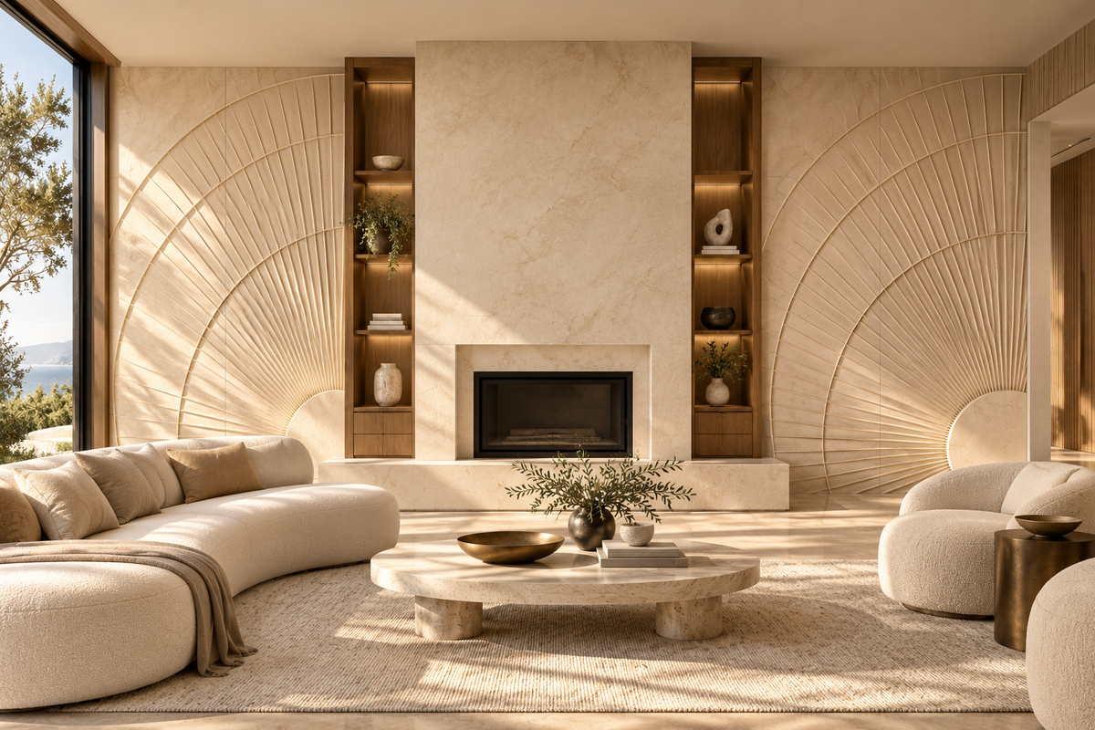 Aurelia Custom Architectural Wall Panels — fireplace wall design concept