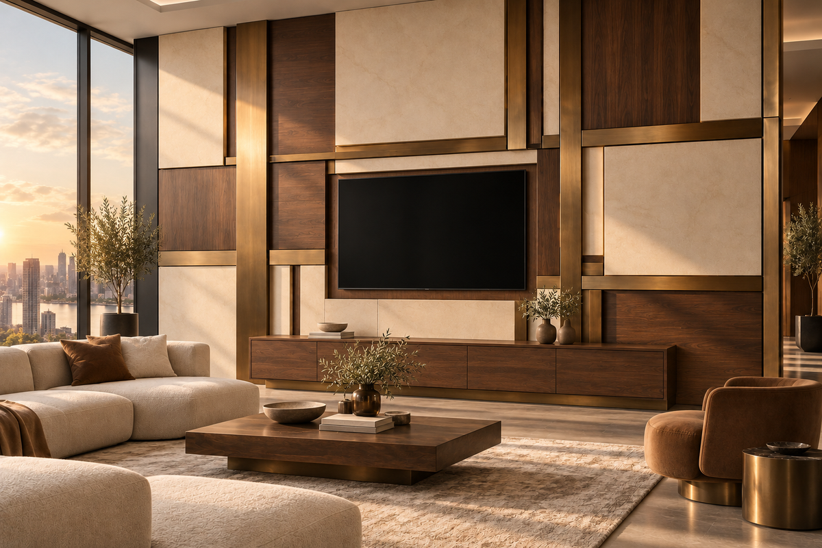 Axiom custom wall panels — media room view design concept