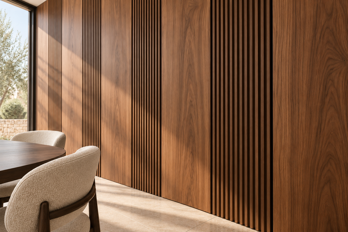 Cadence custom wall panel concept — angled detail view