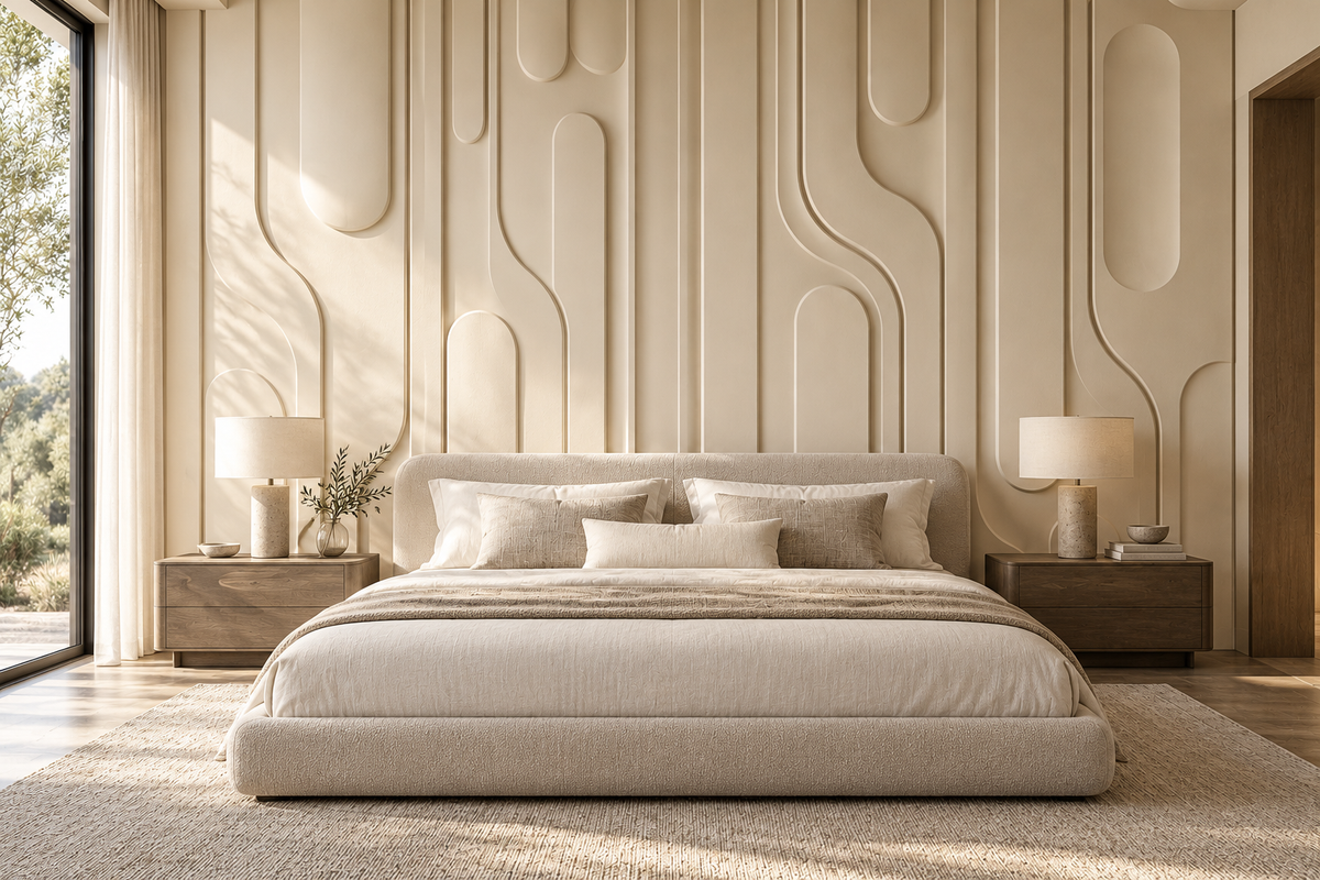Contour Custom Architectural Wall Panels — bedroom headboard wall design concept
