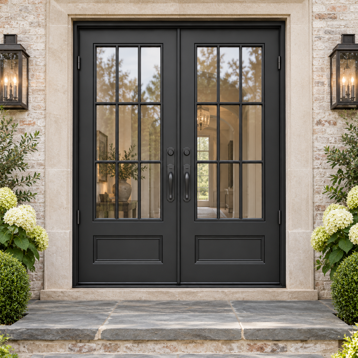 Crestvale Nine Panel Double in a luxury residential setting — design visualization; hardware and finish are illustrative